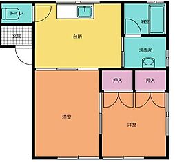 霞ハイツ 2DKの間取図画像