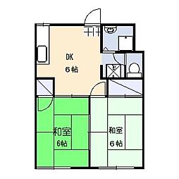 クレセント山下A 2DKの間取図画像