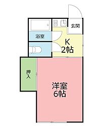 コーポラスサカグチ 1Kの間取図画像