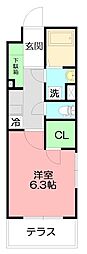プロシード1045館 1Kの間取図画像