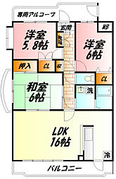 フロラシオン 3LDKの間取図画像