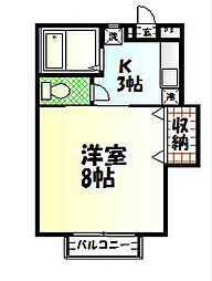 楓ハイム 1Kの間取図画像