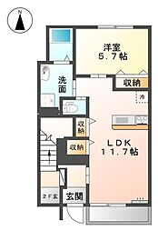 サンク・エトワール 1LDKの間取図画像
