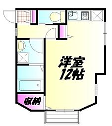 JR東海道本線 平塚駅 バス20分 公所下車 徒歩4分の賃貸アパート 2階ワンルームの間取り