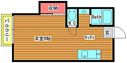 ホワイトハウス沼目B ワンルームの間取図画像