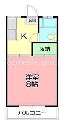 コーポ青木 1Kの間取図画像