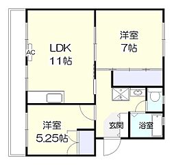 アメニティ桜川 2LDKの間取図画像