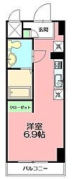 カレッジテラス東海大前A棟 ワンルームの間取図画像