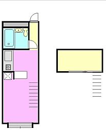 ベルピア中原 ワンルームの間取図画像