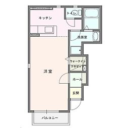 サンパティーク 1Kの間取図画像