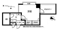 ジュネパレス平塚第1 1Kの間取図画像