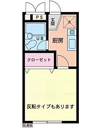 徳延ハイツ 1Kの間取図画像