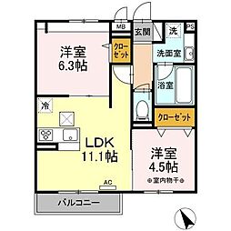ベーチェル湘南 2LDKの間取図画像