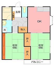 コーポシュガー 2DKの間取図画像
