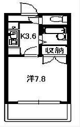 スカイグランデ 6階1Kの間取り