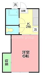 今井ハイツB棟 1Kの間取図画像