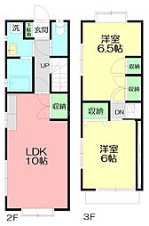 荒井ビル 2LDKの間取り