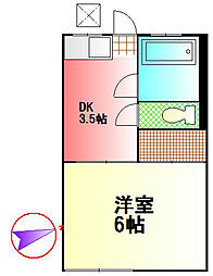 青木アパート 1DKの間取図画像