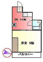 ラドウィンズ 1DKの間取図画像