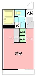 ヴィラ萩山A ワンルームの間取図画像