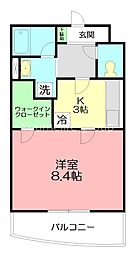 ヴァンクール 1Kの間取図画像