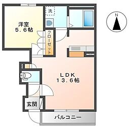 プレジール 1LDKの間取図画像