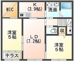 JR東海道本線 二宮駅 徒歩34分の賃貸アパート 2階2LDKの間取り