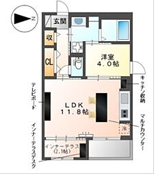 JR東海道本線 国府津駅 徒歩14分の賃貸アパート 3階1LDKの間取り