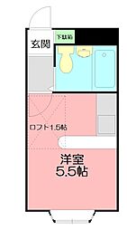 ベルピア渋沢1 ワンルームの間取図画像