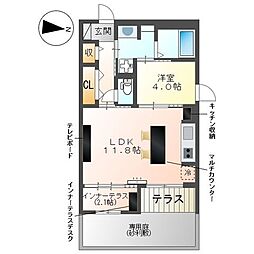 JR東海道本線 国府津駅 徒歩14分の賃貸アパート 1階1LDKの間取り