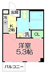 Grace湘南平塚 4階1Kの間取り
