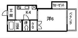 エスペランサ21 1Kの間取図画像
