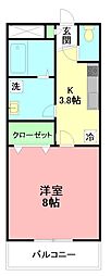 イルコンパーニョ3 1Kの間取図画像