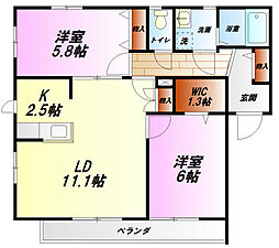 カーサヴェルデ 2LDKの間取図画像