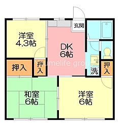 コーポちとせ 3DKの間取図画像