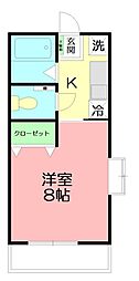 ベルフォルト 1Kの間取図画像