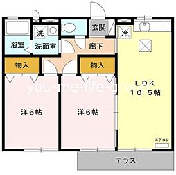 リヴェール文 2LDKの間取図画像