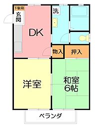 カサブランカ高橋 2DKの間取図画像