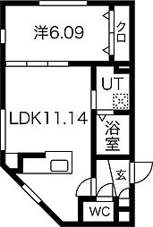 F/LEAD浅間町 1LDKの間取図画像