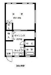 錦町フジビル 1DKの間取図画像