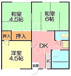コーポ木村 3DKの間取図画像
