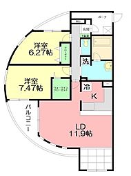 オーバル・ステージ 2LDKの間取図画像