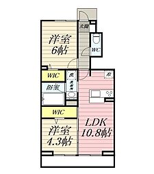 アジュールu 2LDKの間取図画像