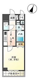 ローデア 1Kの間取図画像