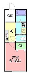 アヴェニール桜台 1Kの間取図画像
