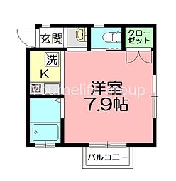 ヴァン・ヴェール南原 1Kの間取図画像