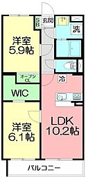 ウィンド湘南 2LDKの間取図画像