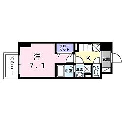 スアヴィス平塚八重咲 1Kの間取図画像