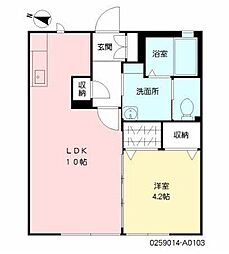 アベニュー大財 1階1LDKの間取り