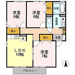 シャルムタウン開成 3LDKの間取図画像